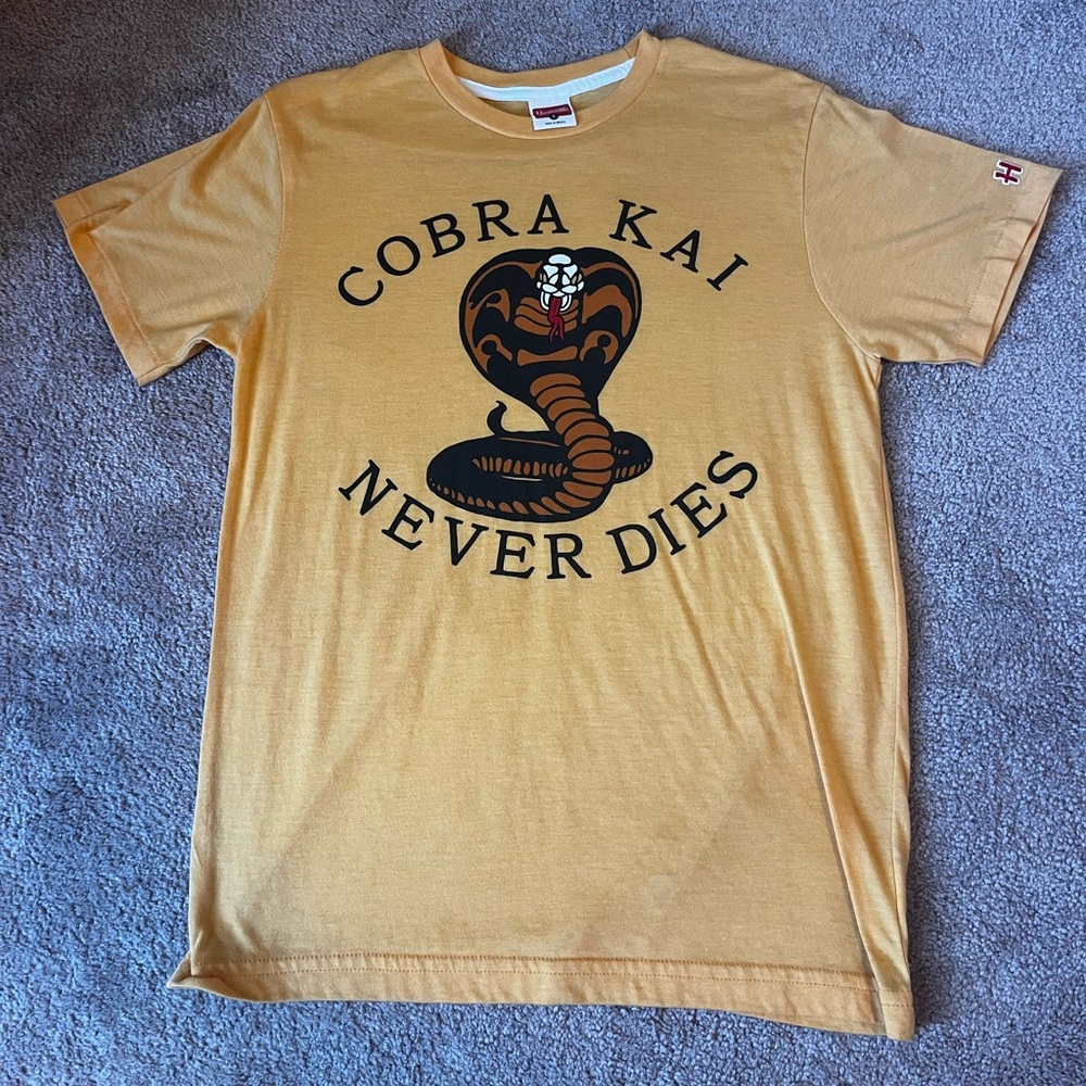 Homage Yellow Cobra Kai Never Dies T-Shirt